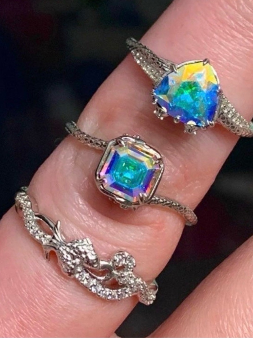 3 Fragrant Jewels Sterling Silver Pisces Zodiac Rings - Sizes 7-9